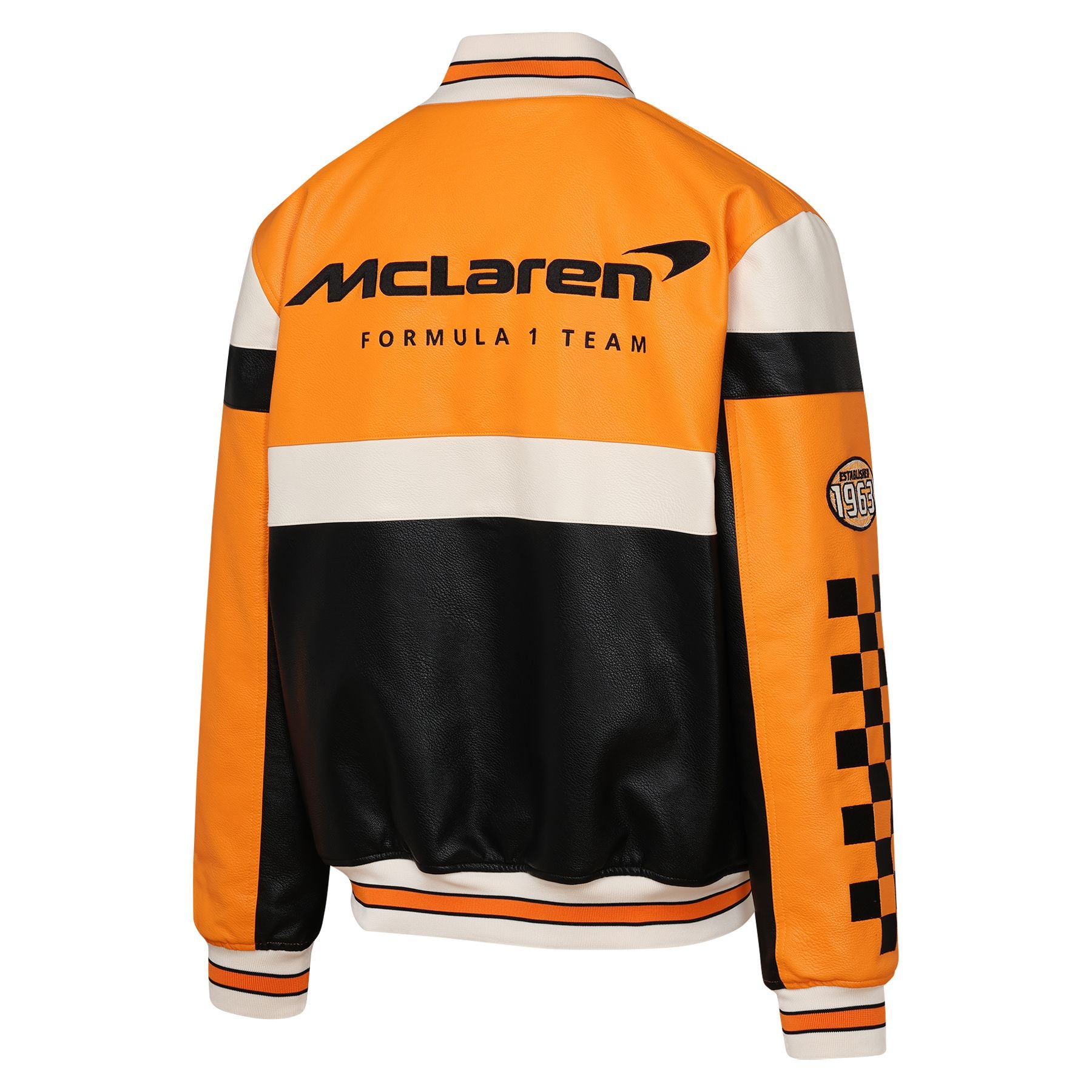 McLaren Racing F1 Turbo Charged Faux Leather Jacket Mens - Orange