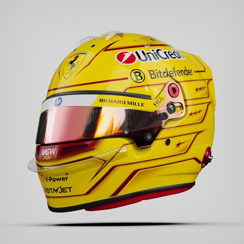 LookSmart Scuderia Ferrari F1 Lewis Hamilton 2025 Fiorano Test Mini Helmet 1:5 Scale - Yellow