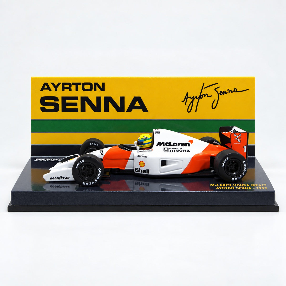 Minichamps McLaren Honda MP4/7 Ayrton Senna 1992 F1 Car Adults - White/Red - 1:43 Scale