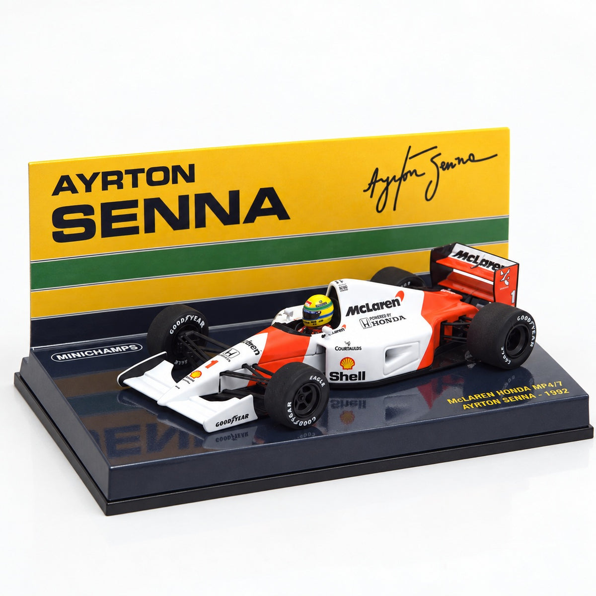 Minichamps McLaren Honda MP4/7 Ayrton Senna 1992 F1 Car Adults - White/Red - 1:43 Scale