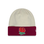 Rugby Football Union Contrast Cuff Beanie Adults - Ivory/Maroon